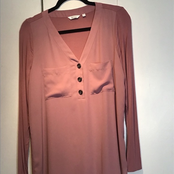 Reitmans Dusty Rose Women’s Long Sleeves Top 2 different Fabrics Size USM - Picture 4 of 10